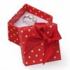 Bodkovaná darčeková krabička na prsteň - červená