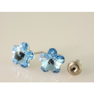 Náušnice v tvare kvetinky, farba: aquamarine