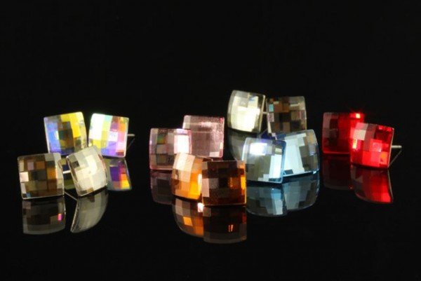 Náušnice v tvare štvorca, farba: crystal