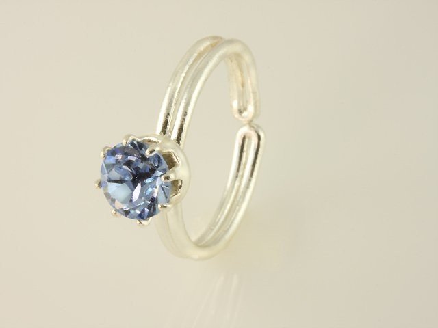 Jednoduchý prsteň s krištáľom, farba: aquamarine