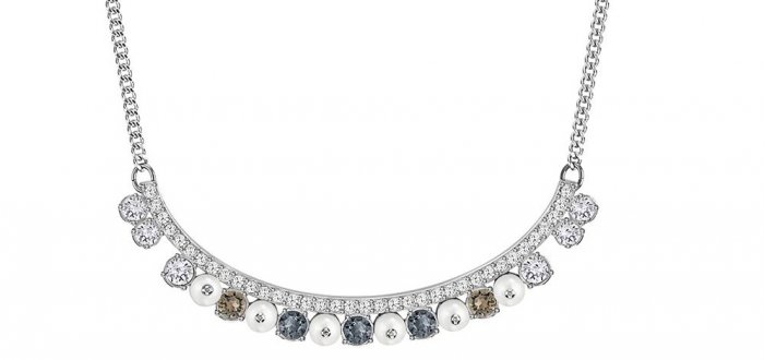 Swarovski náhrdelník EAST - ródiovaný kov, číre a farebné kryštály, perličky 5196953