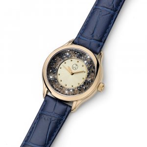 Dámske hodinky s krištáľmi Swarovski Oliver Weber Rocks Steel leatherstrap blue