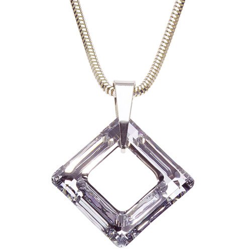 Strieborný náhrdelník s krištáľom Swarovski Square Crystal 4920