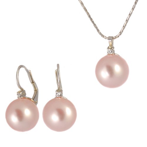 Strieborný set Swarovski Pearls Three