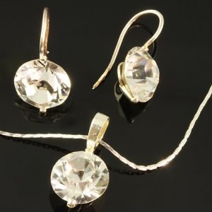 Súprava náhrdelníka a náušníc s guľatým krištáľom, farba: crystal