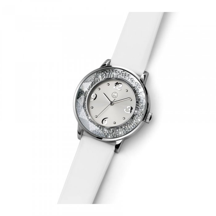 Dámske hodinky s krištáľmi Swarovski Oliver Weber Dubai Steel White 65041-001
