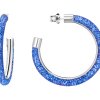 Swarovski náušnice STARDUST BLUE HOOP - paládiovaný kov, modré kryštály 5199207