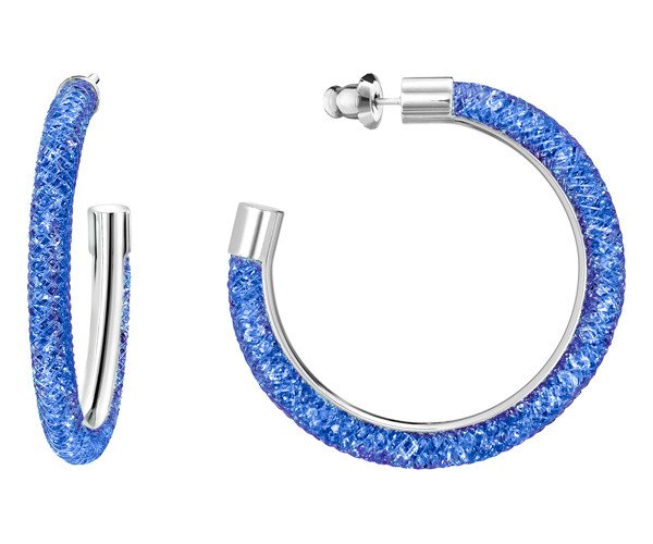 Swarovski náušnice STARDUST BLUE HOOP - paládiovaný kov, modré kryštály 5199207