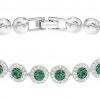Swarovski náramok ANGELIC - rhodiovaný kov,  zelené a číre kryštály 5237769