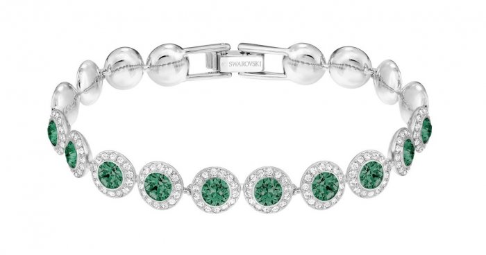 Swarovski náramok ANGELIC - rhodiovaný kov,  zelené a číre kryštály 5237769