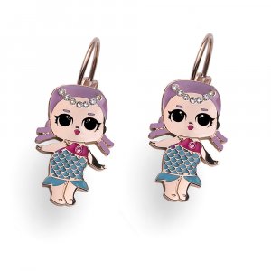 Detské náušnice L.O.L Surprise Merbaby RG so Swarovski krištáľmi L2010MER