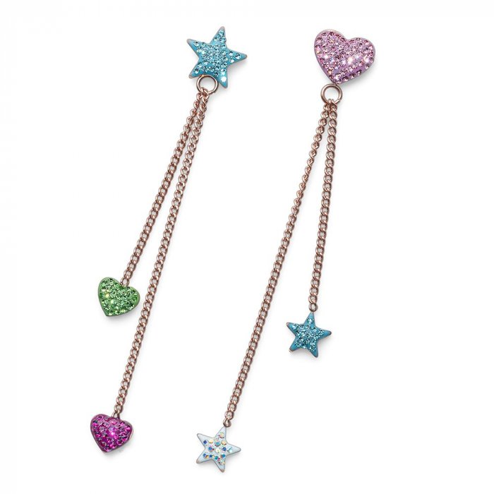 Detské náušnice L.O.L Surprise Hearts & Stars so Swarovski krištáľmi L2014
